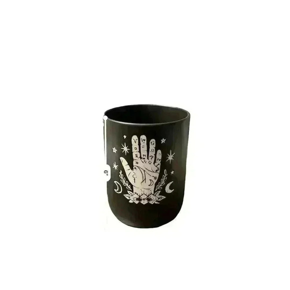 Prima Designs 6" Black Ceramic Utensils Canister Palm Reader Decor - Picture 3 of 4